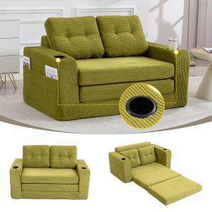 Canapé-lit convertible double pliable, 2-en-1, coussins salon chambre