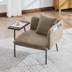Fauteuil de détente avec petite table et oreiller, jambes métal