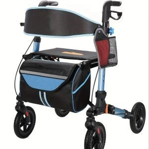 Marchette pour aînés légère pliable terrain tout roues 8po bleu
