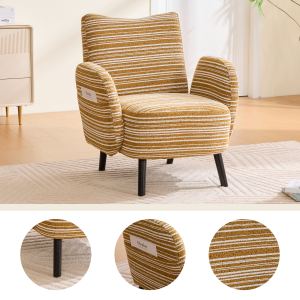 Fauteuil lecture bois tissu sablé poche rangement