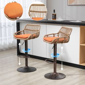 Tabourets bar swivel 2 pcs orange, hauteur réglable, repose-pied