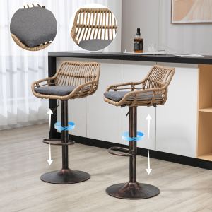 Tabourets bar pivotants 2x, hauteur comptoir, gris