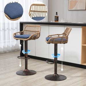 Tabourets bar pivotants lot de 2 ajustables, bleu