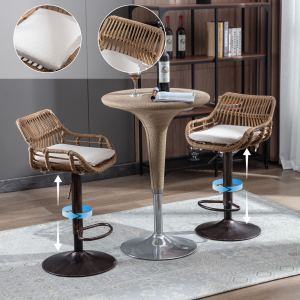 Tabourets bar pivotants 2x, hauteur comptoir, beige