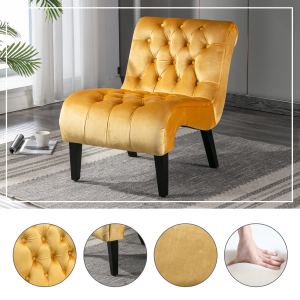 COOLMORE Fauteuil velours accent moutarde sans bras