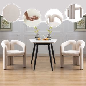 Ensemble 2 chaises accent velours beige, cuisine/salon, design contemporain