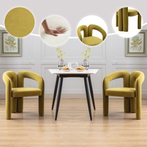 Chaise salle à manger velours contemporaine série 2 olive