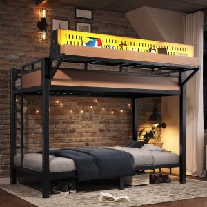 Lit superposé Twin XL métal rangement et LED