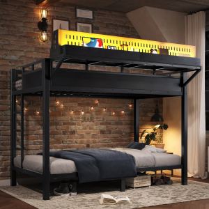 Lit superposé metal Twin XL USB LED noir