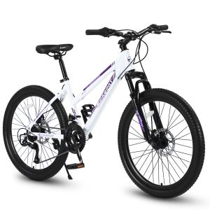 S24103 VTT 24po, Shimano 21 vitesses, blanc rose