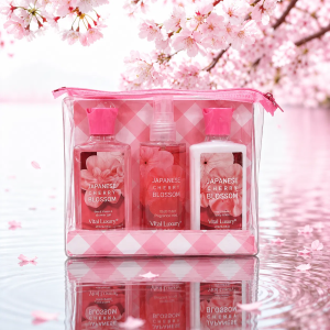 Kit soin voyage 3pc fleur cerisier coton