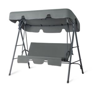 Balançoire jardin 3 places gris auvent 550lbs fer