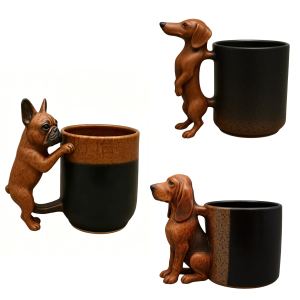 Tasse Dachshund 3D artisanale, céramique 11 oz, unique