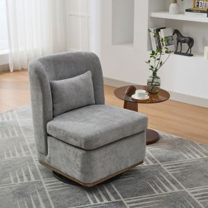 Chaise pivotante 25,2" velours gris, sans bras, base métal