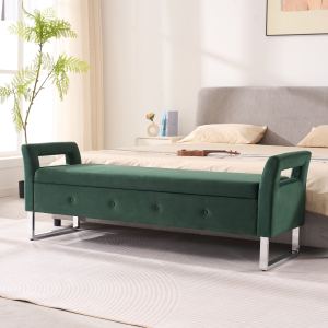 Banc velours rangement 67.91" vert bras