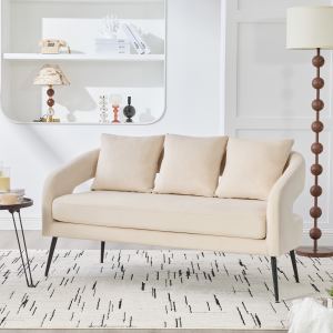 Causeuse velours 53,7 po dossier ouvert, 3 coussins, 2 places