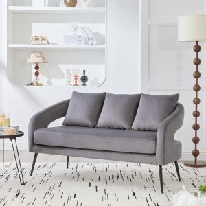 Causeuse velours 53,7" dossier ouvert, charbon