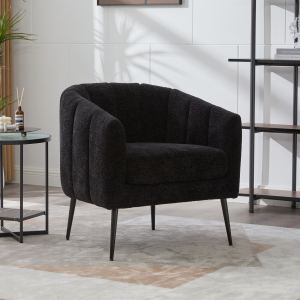 Fauteuil tonneau chenille 29,9po jambes métal noir