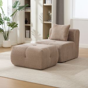 Fauteuil nuage modulaire 31" - Assise profonde, ottoman, taupe