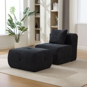 Fauteuil nuage 31po modulaire sans bras avec ottoman charbon