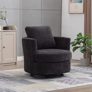 Fauteuil pivotant tonneau chenille noir 31,9 po