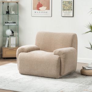 Fauteuil accent chenille 42 po, rayures verticales, taupe
