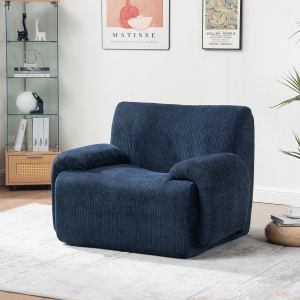Fauteuil accent chenille rayures verticales 42", sans structure, navy