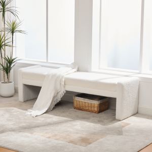 Banc bout de lit Boucle moderne ivoire, Rangement