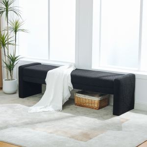 Banc bout de lit Boucle moderne noir, Rangement