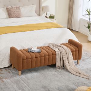 Banc bout lit 63,4 po, rangement, caramel