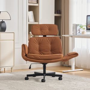 Chaise croisée ajustable, roulettes, dossier, brun