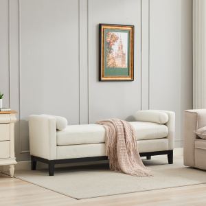 Banc bout lit 66,34" ottoman boucle ivoire