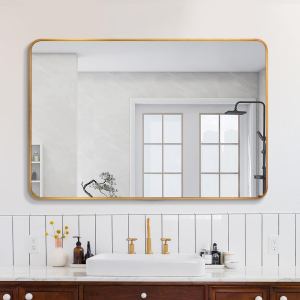 Miroir salle bain rectangulaire 30x40po cadre or W2203134113