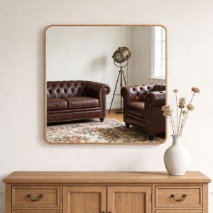 Miroir salle bain cadre or 36x36po carré mur