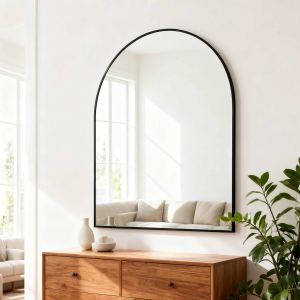 Miroir salle bain noir arche 30x36po, cadre métal mur
