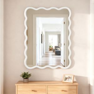 Miroir bois massif ondulé blanc 30 x 40 po