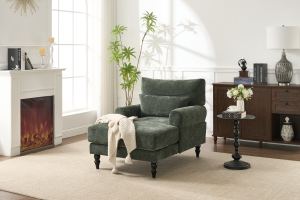 Méridienne chaise longue velours vert chambre