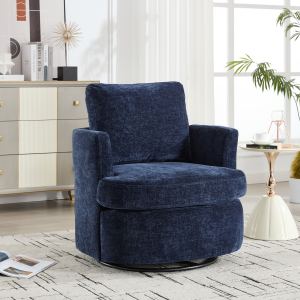 Chaise pivotante velours bleu, 360°, salon/chambre/poudreuse