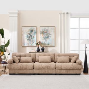 Canapé modulaire nuage profond 3 places flanelle coussins