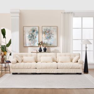 Sectionnel Modulaire Cloud Couch 3 Places Flanelle Gris 5 Coussins