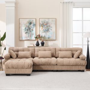 Sofa sectionnel modulaire nuage L ottoman flanelle 5 oreil