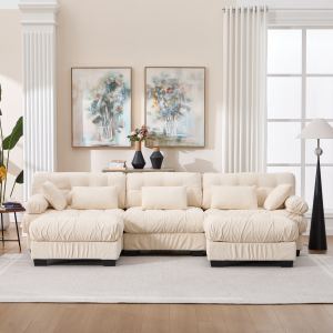Causeuse U profonde grise 5 coussins modulaire