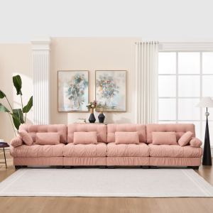 Sectionnelle modulaire nuage 4 places flanelle 6 coussins