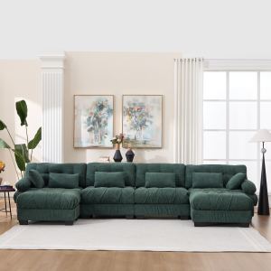 Canapé sectionnel modulaire en U, profond, gris flanelle, 6 coussins