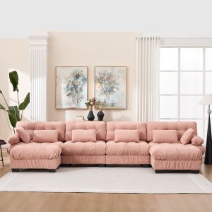 Sofa modulaire U nuage profond retombées arrondies gris