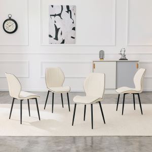 Chaises salle à manger cuir blanc, Ensemble 4 pièces