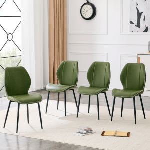 4 chaises salle à manger vert olive cuir PU métal