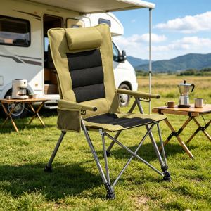 Chaise camping inclinable 5 positions poche khaki