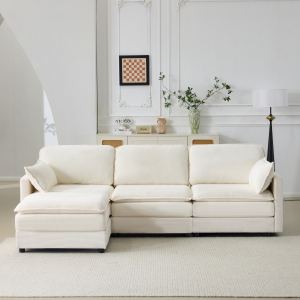 Canapé nuage 3 places 104" beige chénille ottoman