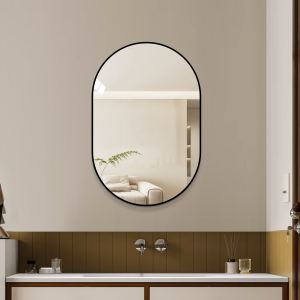 Miroir salle bain 36x24 po, monture noire, HD